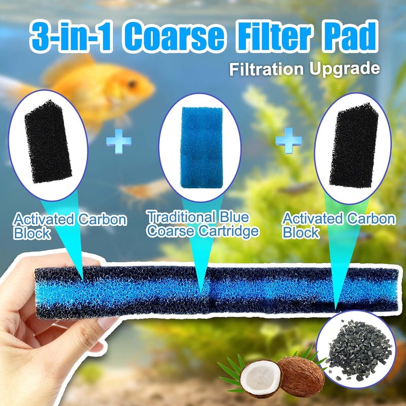 PurifyLogix Replacement Canister Filter Pads for Cascade 700/1000 CCF2UL/CCF3UL Generic Aquarium Floss Media, 2 Upgraded Activated Carbon-Coarse-Activated Carbon Filter Pads and 6 White Floss (8) - Image 3